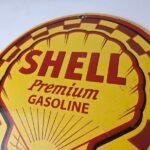 Vintage Shell Gasoline Sign – Gas Pump PorcelainPremium Motor Oil Sign - Image 12