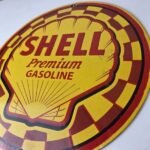 Vintage Shell Gasoline Sign – Gas Pump PorcelainPremium Motor Oil Sign - Image 13