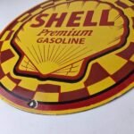 Vintage Shell Gasoline Sign – Gas Pump PorcelainPremium Motor Oil Sign - Image 14