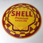 Vintage Shell Gasoline Sign – Gas Pump PorcelainPremium Motor Oil Sign - Image 15