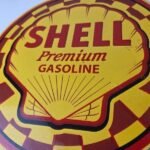 Vintage Shell Gasoline Sign – Gas Pump PorcelainPremium Motor Oil Sign - Image 4