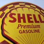Vintage Shell Gasoline Sign – Gas Pump PorcelainPremium Motor Oil Sign - Image 5