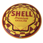 Vintage Shell Gasoline Sign – Gas Pump PorcelainPremium Motor Oil Sign - Image 2