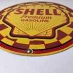 Vintage Shell Gasoline Sign – Gas Pump PorcelainPremium Motor Oil Sign - Image 10