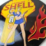 Vintage Shell Gasoline Sign – Gas Station Attendant Fill Up Pump Porcelain Sign - Image 4