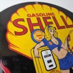 Vintage Shell Gasoline Sign – Gas Station Attendant Fill Up Pump Porcelain Sign - Image 5