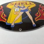 Vintage Shell Gasoline Sign – Gas Station Attendant Fill Up Pump Porcelain Sign - Image 10