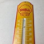 Vintage Shell Gasoline Sign – Gas Station Pump Ad Sign on Porcelain Thermometer - Image 3