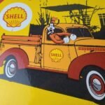 Vintage Shell Gasoline Sign – Goofy Old Truck Gas Oil Pump Porcelain Sign - Image 3