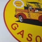 Vintage Shell Gasoline Sign – Goofy Old Truck Gas Oil Pump Porcelain Sign - Image 6