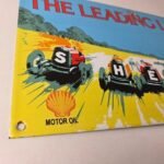 Vintage Shell Gasoline Sign – Leading Line Gas Oil Pump Racing Porcelain Sign - Image 11