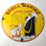 Vintage Shell Gasoline Sign – Lotta Gas Pump Service Automobile Motor Oil Sign - Image 15
