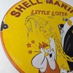 Vintage Shell Gasoline Sign – Lotta Gas Pump Service Automobile Motor Oil Sign - Image 6