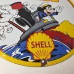 Vintage Shell Gasoline Sign – Mickey Old Steamboat Gas Oil Pump Porcelain Sign - Image 11