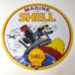 Vintage Shell Gasoline Sign – Mickey Old Steamboat Gas Oil Pump Porcelain Sign - Image 15