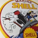 Vintage Shell Gasoline Sign – Mickey Old Steamboat Gas Oil Pump Porcelain Sign - Image 6