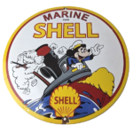 Vintage Shell Gasoline Sign – Mickey Old Steamboat Gas Oil Pump Porcelain Sign - Image 2