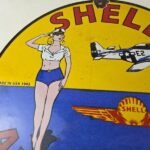 Vintage Shell Gasoline Sign – Military Gas Pump Service Automobile Motor Sign - Image 3