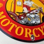 Vintage Shell Gasoline Sign – Motorcycle Gas Oil Pump Porcelain Sign - Image 11