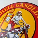 Vintage Shell Gasoline Sign – Motorcycle Gas Oil Pump Porcelain Sign - Image 12