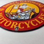 Vintage Shell Gasoline Sign – Motorcycle Gas Oil Pump Porcelain Sign - Image 10
