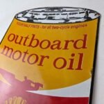 Vintage Shell Gasoline Sign – Outboard Motor Oil Can Gas Pump Porcelain Sign - Image 12