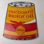 Vintage Shell Gasoline Sign – Outboard Motor Oil Can Gas Pump Porcelain Sign - Image 15
