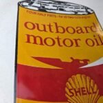Vintage Shell Gasoline Sign – Outboard Motor Oil Can Gas Pump Porcelain Sign - Image 6