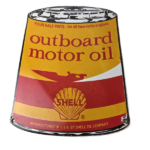 Vintage Shell Gasoline Sign – Outboard Motor Oil Can Gas Pump Porcelain Sign - Image 2