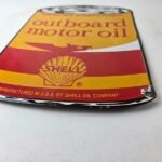 Vintage Shell Gasoline Sign – Outboard Motor Oil Can Gas Pump Porcelain Sign - Image 10