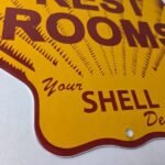 Vintage Shell Gasoline Sign – Rest Rooms Porcelain Gas Pump Plate Sign - Image 11