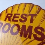 Vintage Shell Gasoline Sign – Rest Rooms Porcelain Gas Pump Plate Sign - Image 12