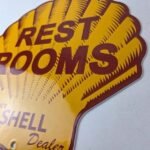 Vintage Shell Gasoline Sign – Rest Rooms Porcelain Gas Pump Plate Sign - Image 13