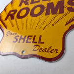 Vintage Shell Gasoline Sign – Rest Rooms Porcelain Gas Pump Plate Sign - Image 14