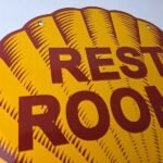 Vintage Shell Gasoline Sign – Rest Rooms Porcelain Gas Pump Plate Sign - Image 5