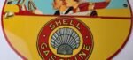 Vintage Shell Gasoline Sign – Roxana Old Automobile Gas Pump Plate Nozzle Sign - Image 4
