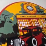 Vintage Shell Gasoline Sign – Shell Clam Gas Car Pump Porcelain Sign - Image 5