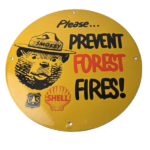 Vintage Shell Gasoline Sign – Smokey Bear Forest Service Gas Porcelain Sign - Image 2