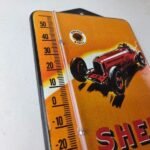 Vintage Shell Motor Oil Porcelain Sign – Gasoline Pump Ad Sign On Thermometer - Image 5