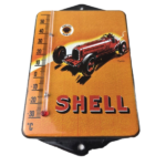 Vintage Shell Motor Oil Porcelain Sign – Gasoline Pump Ad Sign On Thermometer - Image 2