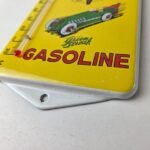 Vintage Shell Porcelain Sign – Green Streak Gasoline Pump Ad Sign On Thermometer - Image 14