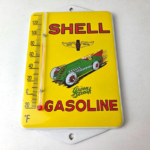 Vintage Shell Porcelain Sign – Green Streak Gasoline Pump Ad Sign On Thermometer - Image 15