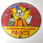 Vintage Sherwin Williams Paint Sign – Porcelain Goofy Hardware Store Gas Sign - Image 15