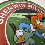Vintage Sherwin Williams Sign – Paint Brush Painting Porcelain Gas Oil Pump Sign - Image 5