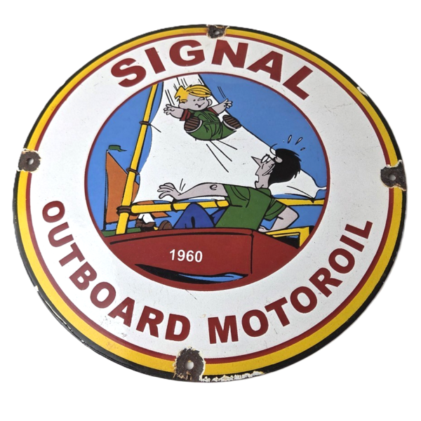vintage-signal-gasoline-sign-motor-oil-dennis-the-menace-gas-service-pump-sign-306493997627-600x600-1.png Vintage Signal Gasoline Sign – Motor Oil Dennis the Menace Gas Service Pump Sign - Image 1
