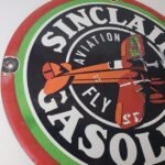 Vintage Sinclair Gasoline Sign – Airplane Porcelain Gas Pump Sign - Image 6
