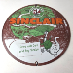 Vintage Sinclair Gasoline Sign – Dino Gas Service Oil Pump Porcelain Sign - Image 15