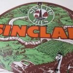 Vintage Sinclair Gasoline Sign – Dino Gas Service Oil Pump Porcelain Sign - Image 3