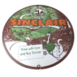 Vintage Sinclair Gasoline Sign – Dino Gas Service Oil Pump Porcelain Sign - Image 2