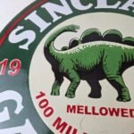 Vintage Sinclair Gasoline Sign – Dino Service Station Gas Pump Porcelain Ad Sign - Image 3